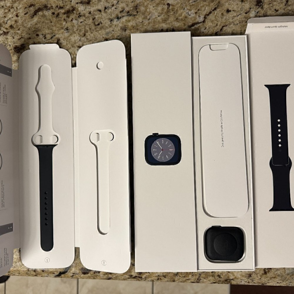 Apple Watch Series 8 EMPTY BOX Midnight with 1 large bottom strap